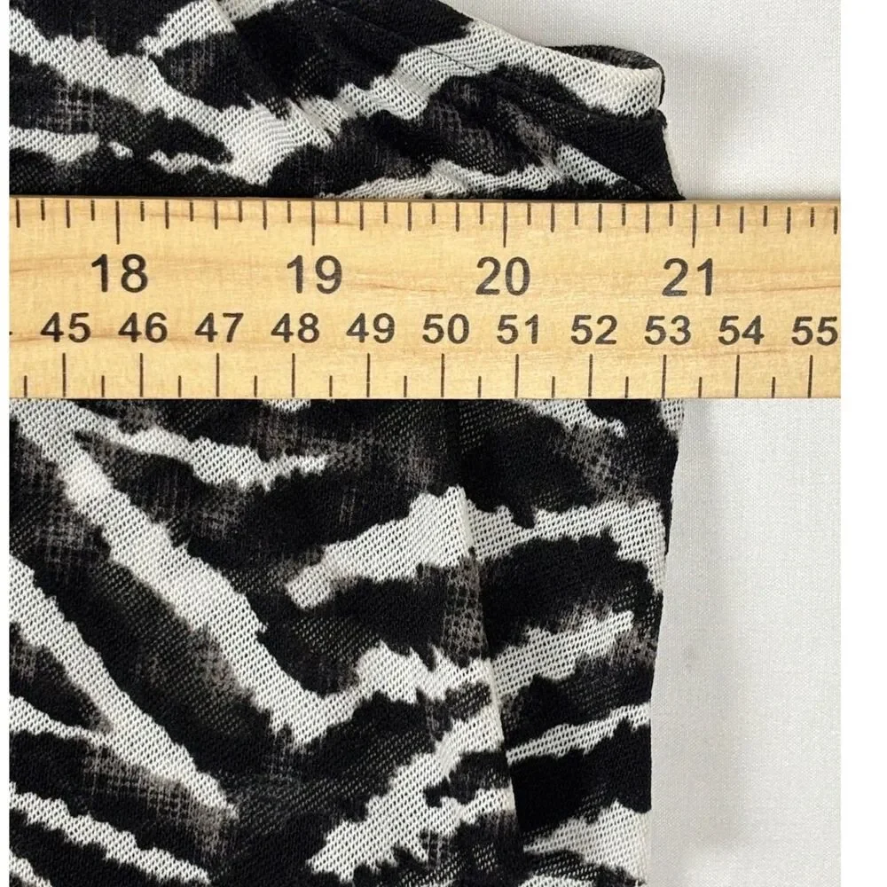 Chico's Zebra Print Mesh Size 2 L Ruffle Tank Top Sleeveless Black and White EUC - Picture 8 of 8